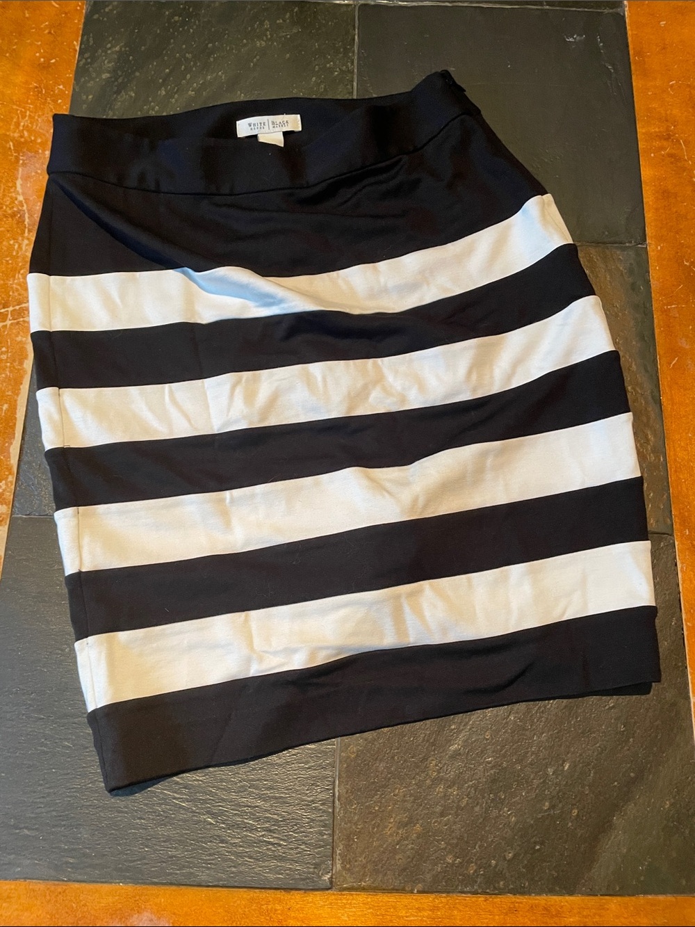 White House Black Market Black and White Striped Mini Skirt